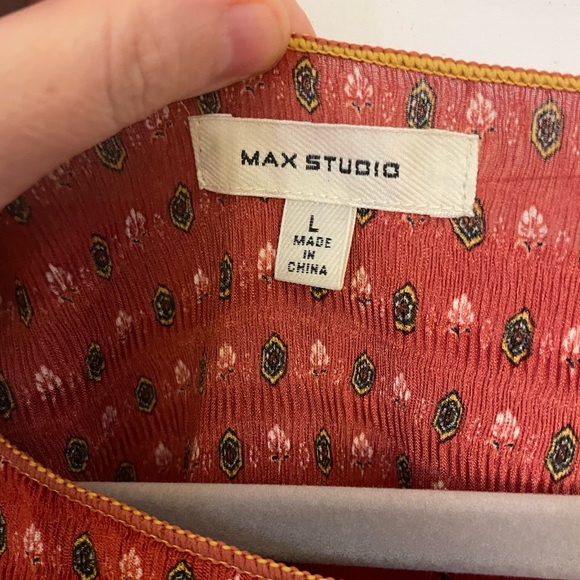 Orange Sleeveless Pattern Midi Dress - Max Studio - Size Large - Picture 4 of 8